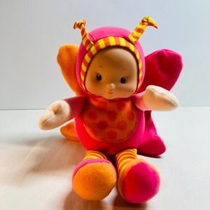 H.K City Toys Butterfly Baby w/crinkle wings. Pink/Orange and Yellow.  Pre-owned